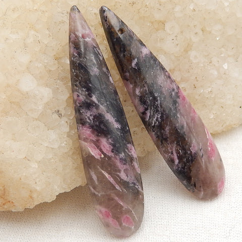 Natural African Rhodochrosite Earring Beads 46x12x5mm, 9.3g