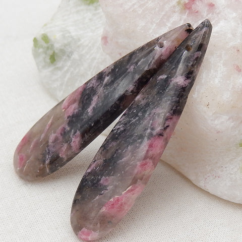 Natural African Rhodochrosite Earring Beads 46x12x5mm, 9.3g