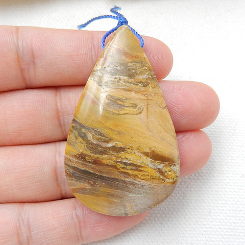 Natural Ocean Jasper Drilled Teardrop Gemstone Pendant Bead, 40x30x8mm, 17.5g - MyGemGarden