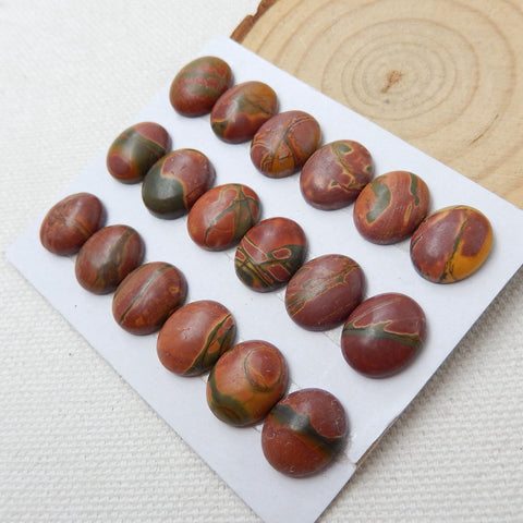 18 Pcs Natural Multicolor Picasso jasper Oval Gemstone Cabochon, 12x10x5mm, 15g - MyGemGarden