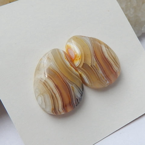 Natural Agate cabochon, Crazy Lace Rosetta Stone Gemstone Cabochon pair, 15x11x4mm, 2.8g - MyGemGarden