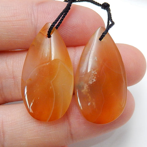 Natural Agate Teardrop Earrings Pair, stone for Earrings making, 27x14x6mm, 6.45g - MyGemGarden