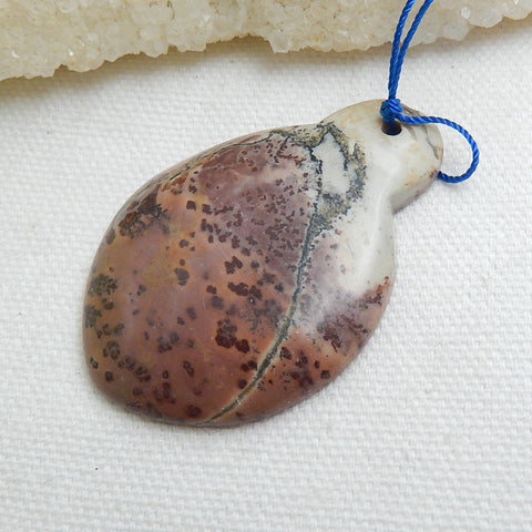 Natural Chohua Jasper Drilled Gemstone Pendant Bead, 50x35x7mm, 18.9g - MyGemGarden