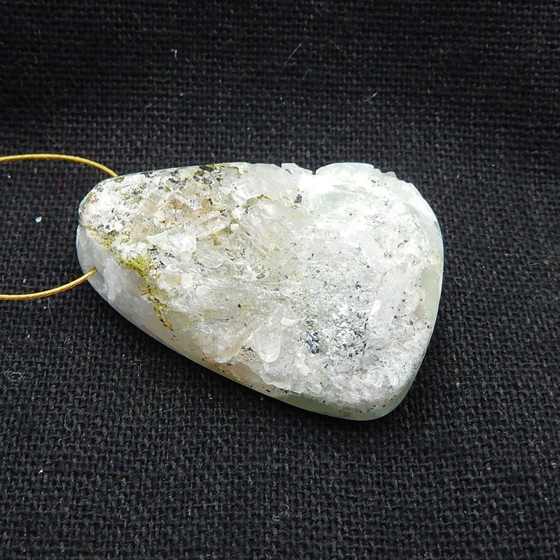 Natural Prehnite Crystal Rough Raw Material Gemstone Pendant Bead, 34x25x10mm, 13.4g - MyGemGarden