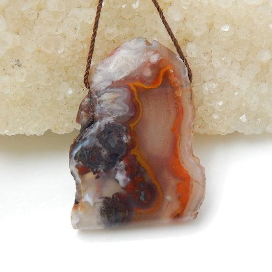 Natural Agate Gemstone Pendant, Natural Stone, 37x27x6mm, 11.6g - MyGemGarden