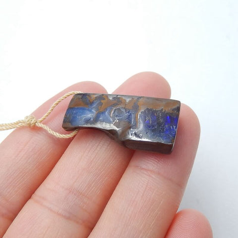 Natural Boulder opal Drilled Gemstone Pendant Bead, 26x12x6mm, 4.6g - MyGemGarden