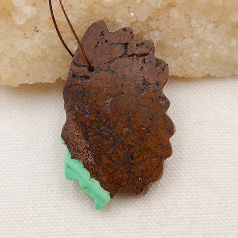 Carved Natural Chrysoprase Gemstone Indian Head Pendant, 47x30x9mm, 15.8g - MyGemGarden