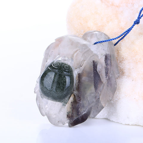 Natural Carved Animal Quartz Gemstone Pendant Bead, 44x35x21mm, 28.5 - MyGemGarden