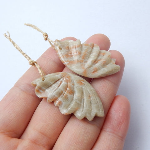 New Arrival Natural Indonesian Fossil Coral Beautiful Gemstone Earrings Pair, 36x20x5mm, 9.1g - MyGemGarden