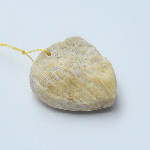 Natural Indonesian Fossil Coral Drilled Heart Pendant Bead, 44x42x19mm, 35.5g - MyGemGarden