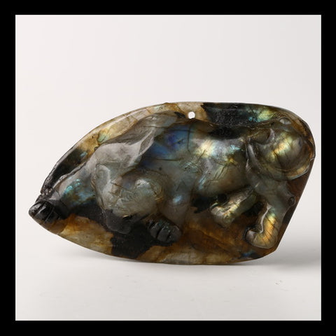 Labradorite Gemstone Tiger Ornament, 75x43x17mm, 303ct - MyGemGarden