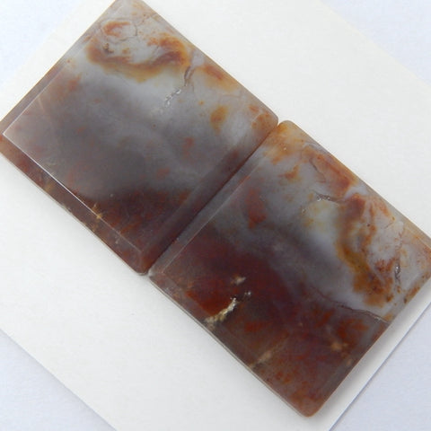 Ocean Jasper Gemstone Natural Cabochon pair, 18x18x3mm, 5.2g - MyGemGarden