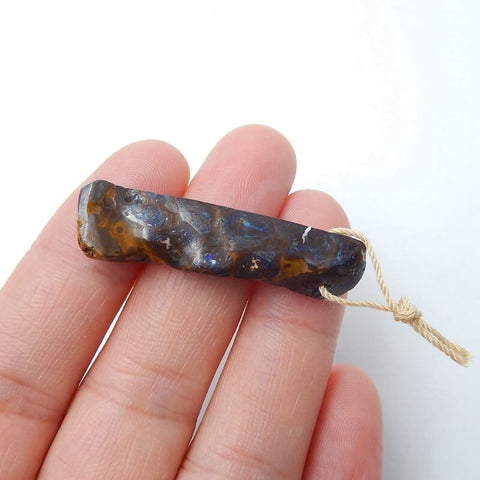 Natural Boulder opal Drilled Gemstone Pendant Bead, 39x10x6mm, 4.0g - MyGemGarden