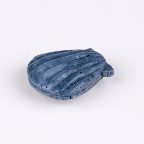 Blue Coral Carved Shell Gemstone Cabochon, 28x26x11mm, 10.1g - MyGemGarden