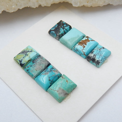 8 PCS Natural Turquoise Rectangle Flatback Gemstone Cabochon, 8x6x3mm, 2.6g - MyGemGarden