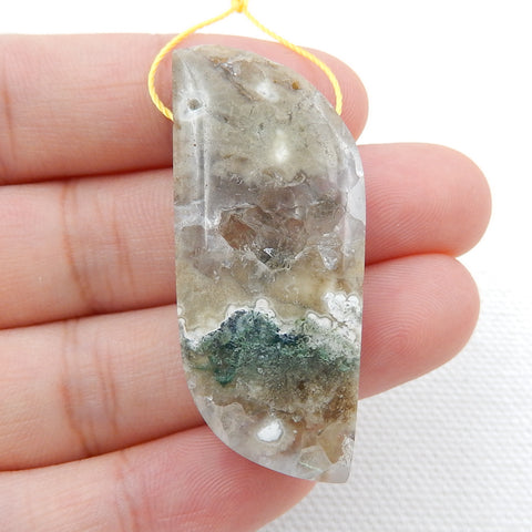 Natural Ocean Jasper Drilled Gemstone Pendant Bead, 44x18x8mm, 11.7g - MyGemGarden