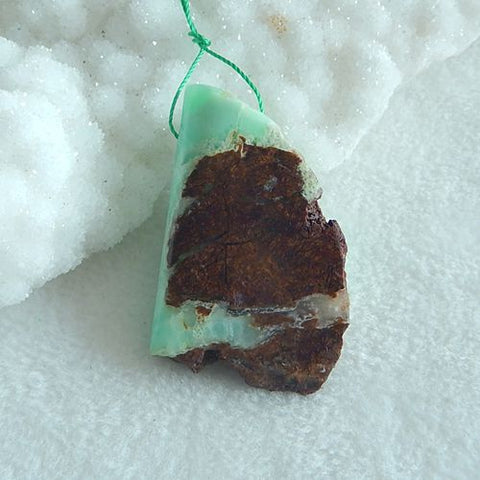 NEW, Drusy Chrysoprase Gemstone Fashion Pendant Bead 46x27x15mm 20.8g - MyGemGarden