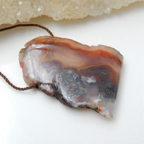 Natural Agate Gemstone Pendant, Natural Stone, 37x27x6mm, 11.6g - MyGemGarden