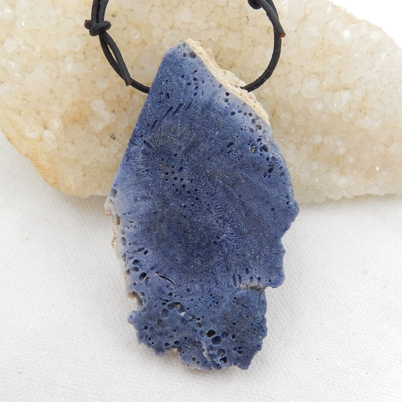 Nugget Blue coral Gemstone Pendant Bead, 75x41x15mm, 50.1g - MyGemGarden