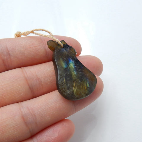 Natural Labradorite Pendant Bead, 30x19x7mm, 6.0g - MyGemGarden