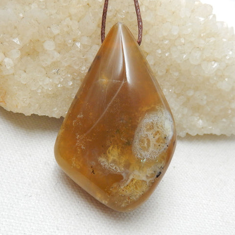 Natural Yellow Opal Gemstone Pendant, Natural Stone Jewelry, 58x38x21mm, 48.2g - MyGemGarden