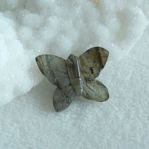 Carved Labradorite Beauty butterfly Cheap cabochon bead, 19x24x3mm, 2.92g - MyGemGarden