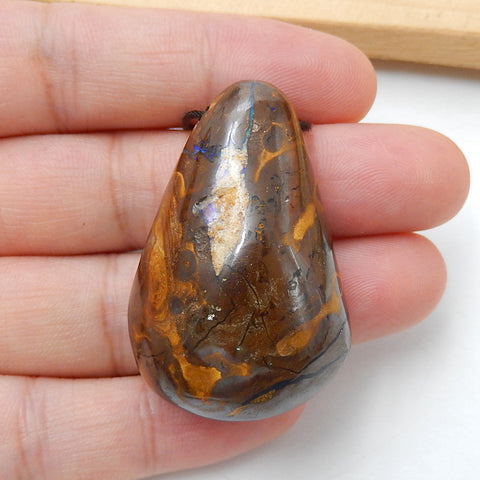 New, Natural Boulder opal Drilled Gemstone Pendant Bead, 39x26x17mm, 23.1g - MyGemGarden