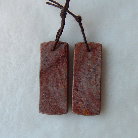 Red Picture Jasper Drilled Earrings Pair34x13x3mm,7.7g - MyGemGarden