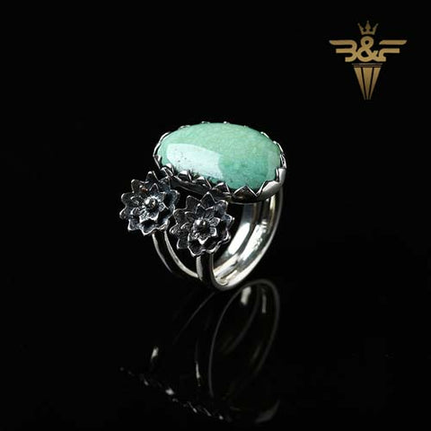 turquoise Ring handmade customizable Ring, silver ring Gift For Her, 20x16x3mm, 7.48g - MyGemGarden