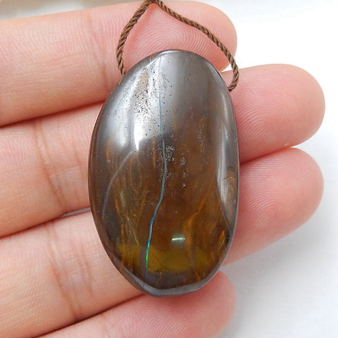 New, Natural Boulder opal Drilled Gemstone Pendant Bead, 36x22x10mm, 13g - MyGemGarden