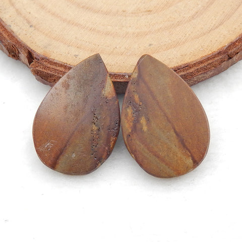 Pear Us Biggs Jasper Gemstone Cabochon Pair, 23x16x3mm, 2.7g