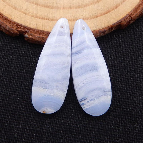 Blue Lace Agate Teardrop Earrings Stone Pair, stone for earrings making, 29x11x4mm, 4.2g