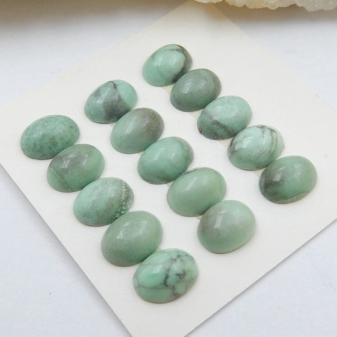 15 PCS Natural Oval Turquoise Gemstone Cabochons, 8x6x3mm, 3.2g - MyGemGarden