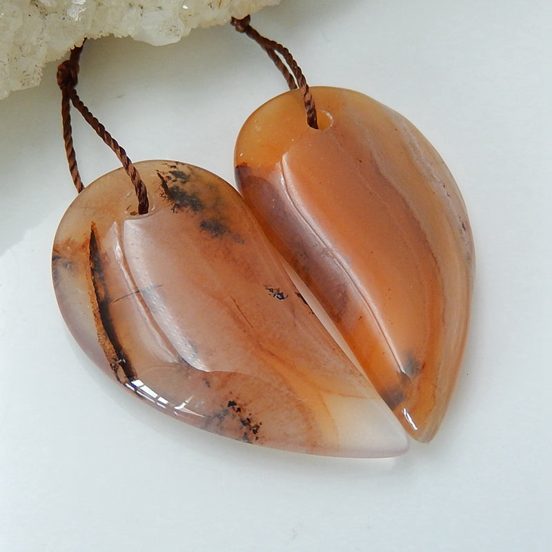 Natural Agate Drilled Earrings Pair, stone for Earrings making, 29x15x5mm, 6.6g - MyGemGarden