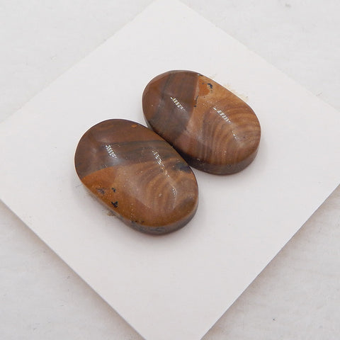 Us Biggs Jasper Gemstone Cabochon Pair, 18x11x5mm, 3.6g