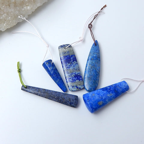 5 Pcs Natural Lapis Lazuli Pendant Beads - MyGemGarden