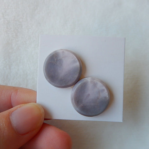 Accept Design Custome Round Purple Agate Cabochon Pair 18x4mm,4.1g - MyGemGarden