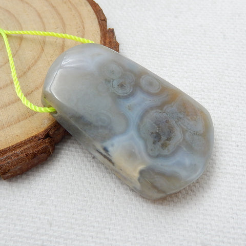 Natural Ocean Jasper Drilled Pendant Bead, 35x23x9mm, 12.4g - MyGemGarden