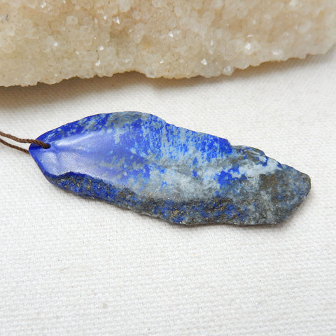 Nugget Lapis Lazuli Material Gemstone Pendant Bead, 65x26x6mm, 17.9g - MyGemGarden