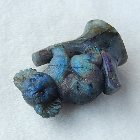 New Design Shining Labradorite Hand Carved Vivid Koala Gemstone Decoration, 74x41x21mm, 92.8g - MyGemGarden