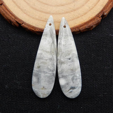 Ocean Jasper Teardrop Earrings Stone Pair, stone for earrings making, 38x10x4mm, 5.2g