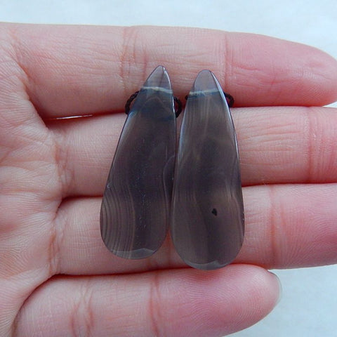 Agate Gemstone Natural Earrings Pair, 35x13x4mm,6.36g - MyGemGarden