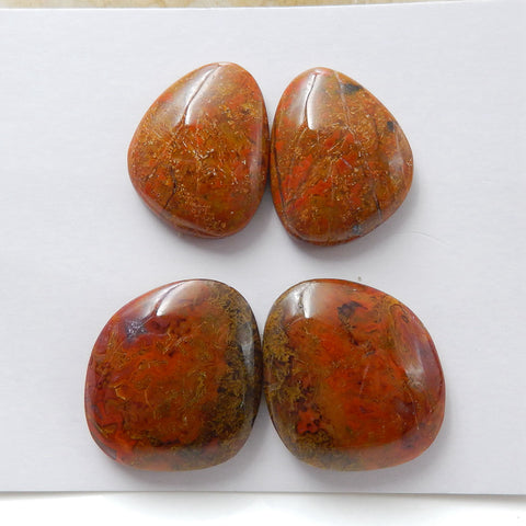 2 Pair Warring States Red Agate Flatback Gemstone Cabochon Pair, 22x19x6mm, 20x16x5mm, 11.9g - MyGemGarden