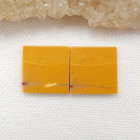 Square Yellow Mookaite Jasper Gemstone Cabochon Pair, 16x16x2.5mm, 3.3g - MyGemGarden