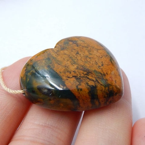 New design Green opal Drilled Heart Gemstone Pendant Bead, 30x28x12mm, 15.5g - MyGemGarden