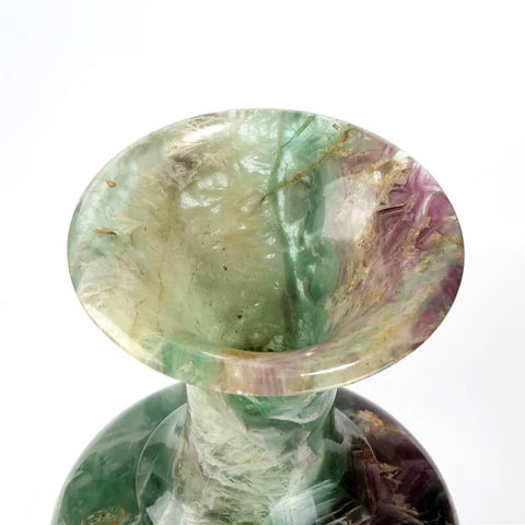 Beautiful Rainbow Fluorite Vase, Collection of treasures, Gemstone Collection, Valuable Vase, 41.6cmx8cmx21cm - MyGemGarden