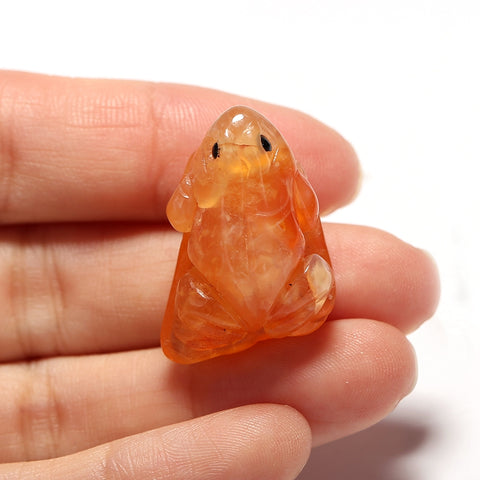 Hot !! Natural Red Agate Carved Frog Cabochon, 26x17x15mm, 8.8g - MyGemGarden