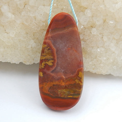 Natural Warring States Red Agate Drilled Gemstone Pendant Bead, 40x18x17mm, 12.1g - MyGemGarden