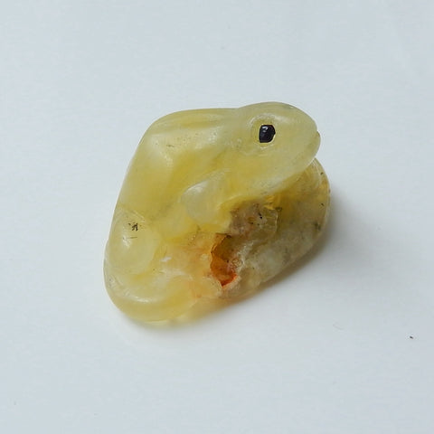 New Design Yellow Opal Carved Frog Gemstone Decoration, 31x20x19mm, 9.3g - MyGemGarden