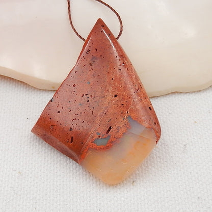 Natural Australia Red Opal Drilled Gemstone Pendant Bead, 46x36x9mm, 14.8g - MyGemGarden